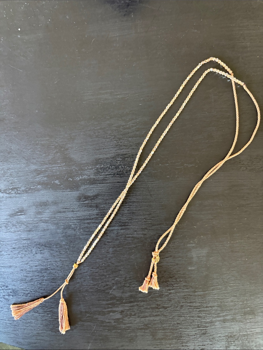 Chan Luu Rose crystal beads with Mixed Tassel Necklace